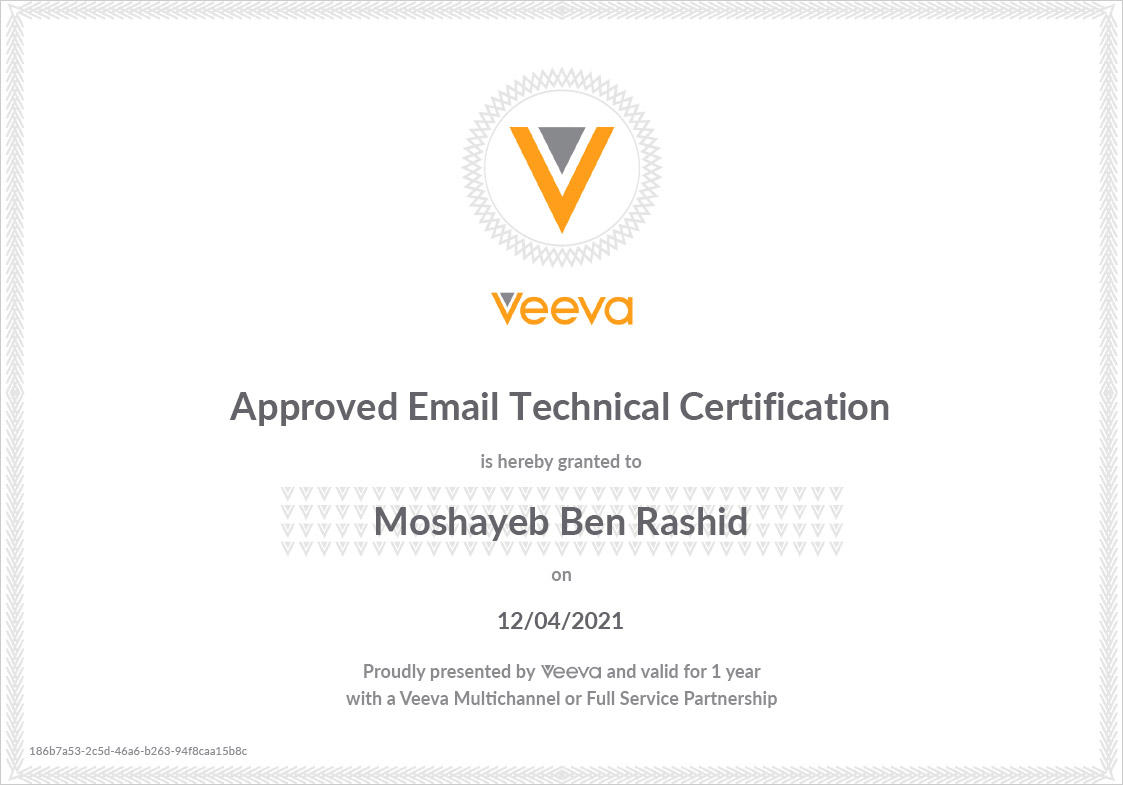 Veeva Approved Email Certificate