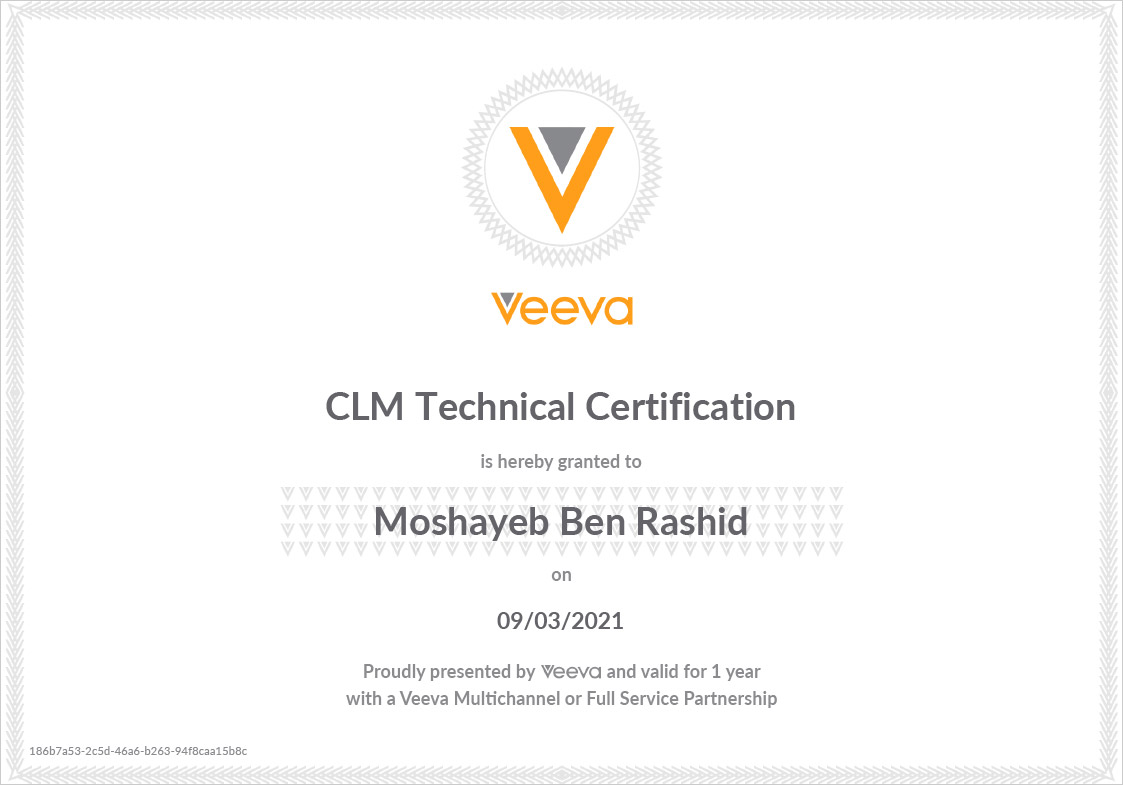 Veeva CLM Certificate