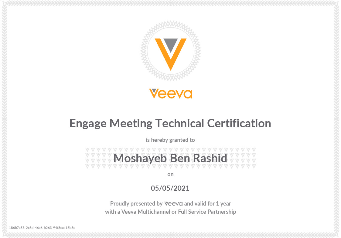Veeva Engage meeting Certificate