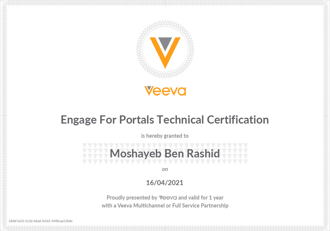 Veeva Engage for portal Certificate
